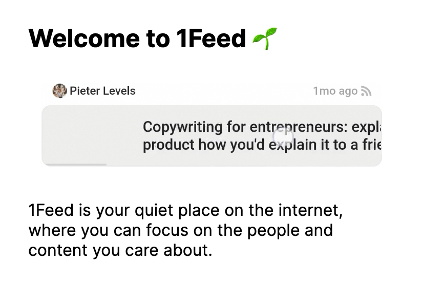 A screenshot of the new onboarding, with an animation up the top of a user swiping feeds